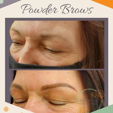 Before and after permanent makeup - powder brows style service.