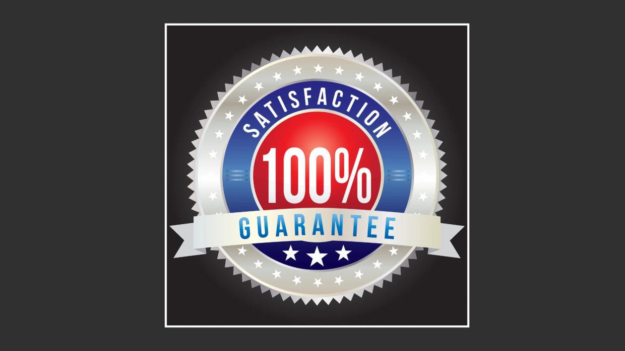 100% satisfaction guarantee seal.