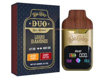 Big Chief Duo Liquid Diamonds vape with mango and cherry flavors.