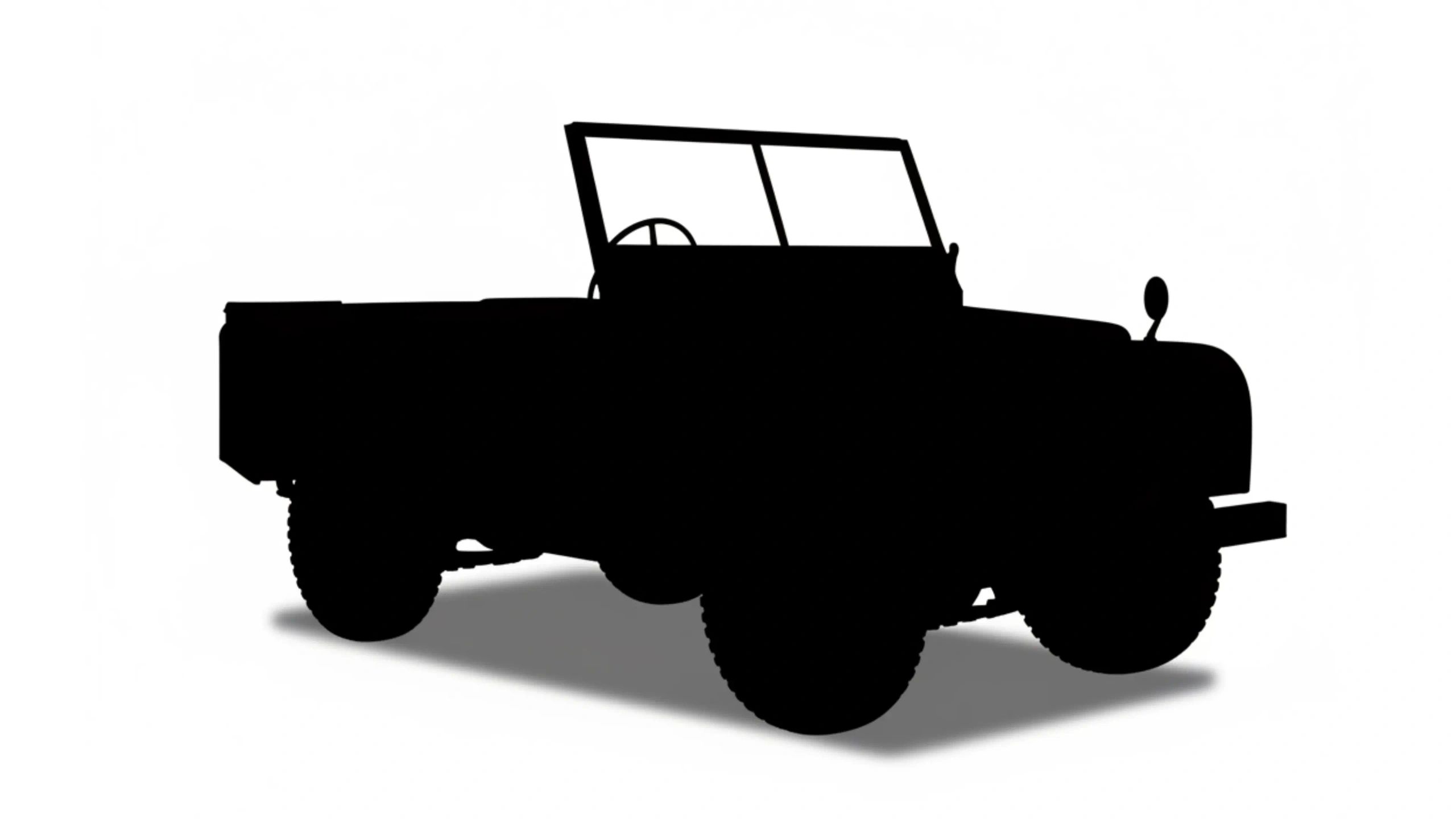 Silhouette of a vintage off-road truck with a rugged design.
