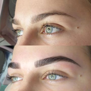 Brow Sculpt & Tint, using premium tint products and wax. One of our most favourite results!