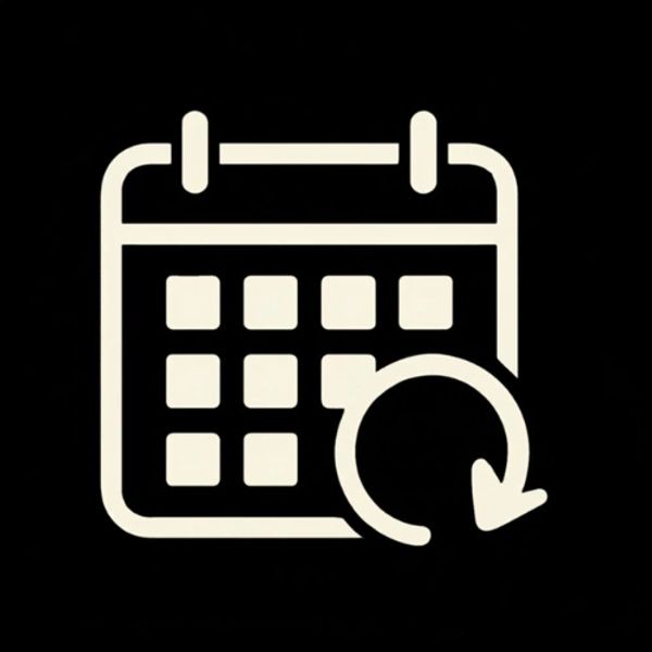 Icono de calendario con flecha de actualización.