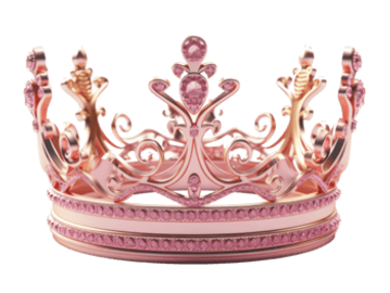 Elegant pink and gold crown adorned with jewels.