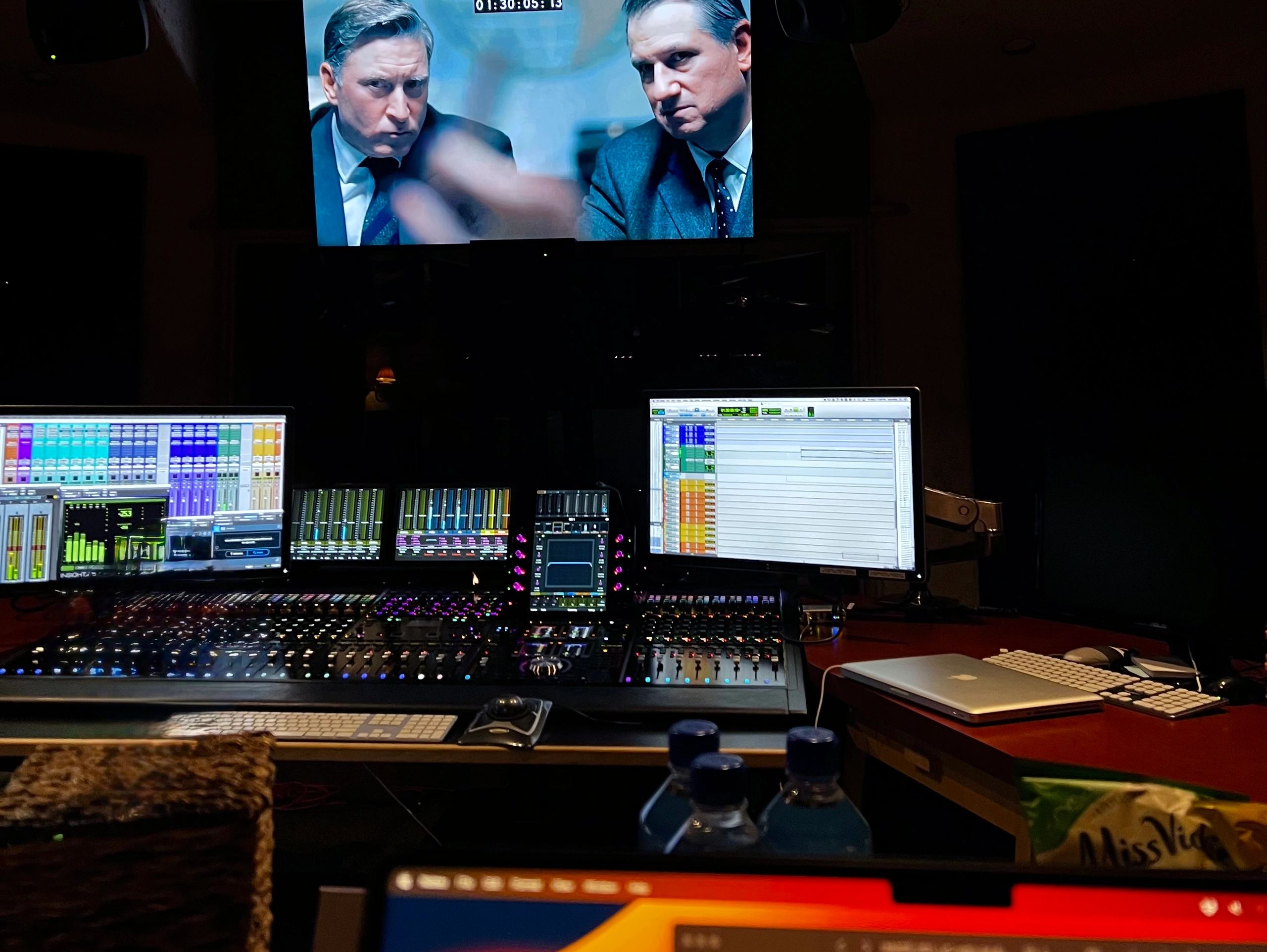 doing final mix for a tv show in a recording studio 