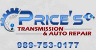 Price's Transmission & Auto Repair logo with contact number.