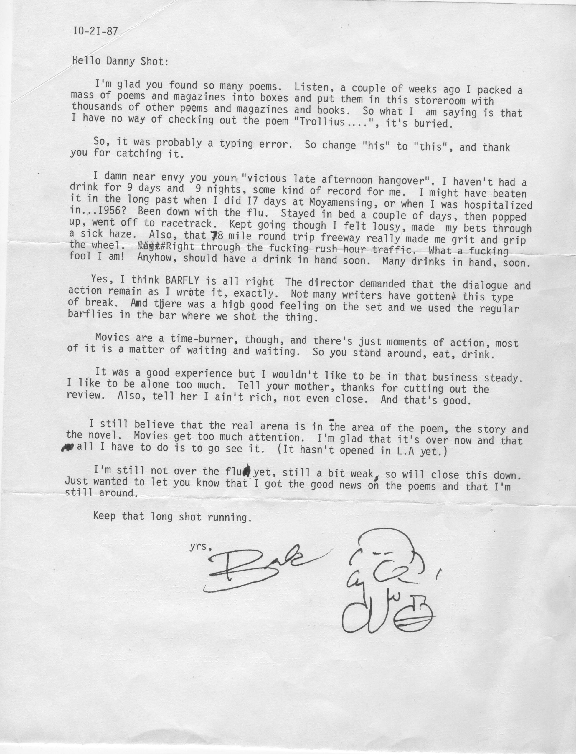 letter from Charles Bukowski