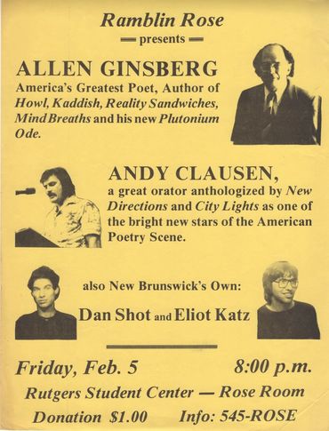 poster Allen Ginsberg poetry reading Rutgers