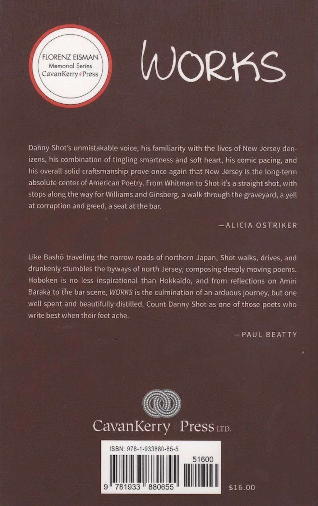 Back Cover WORKS, 2018, CavanKerry Press