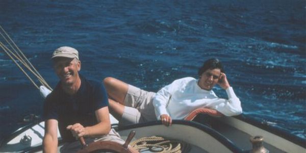 Ms. Pilcher's maternal grandmother and grandfather sailing in Westport, MA harbor