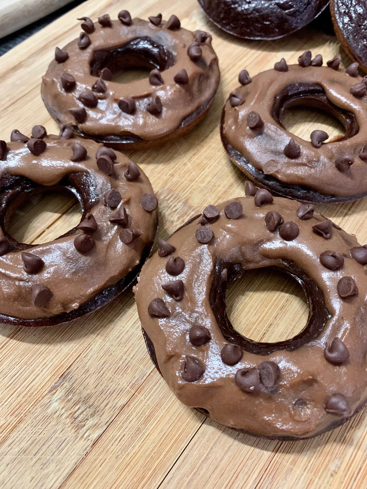 Chocolate Banana Donuts with Peanut Butter Frosting