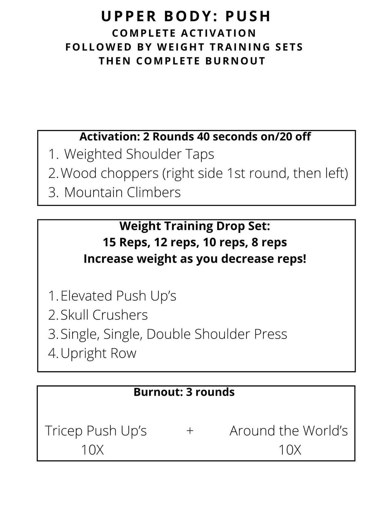 Upper Body Push Drop Set