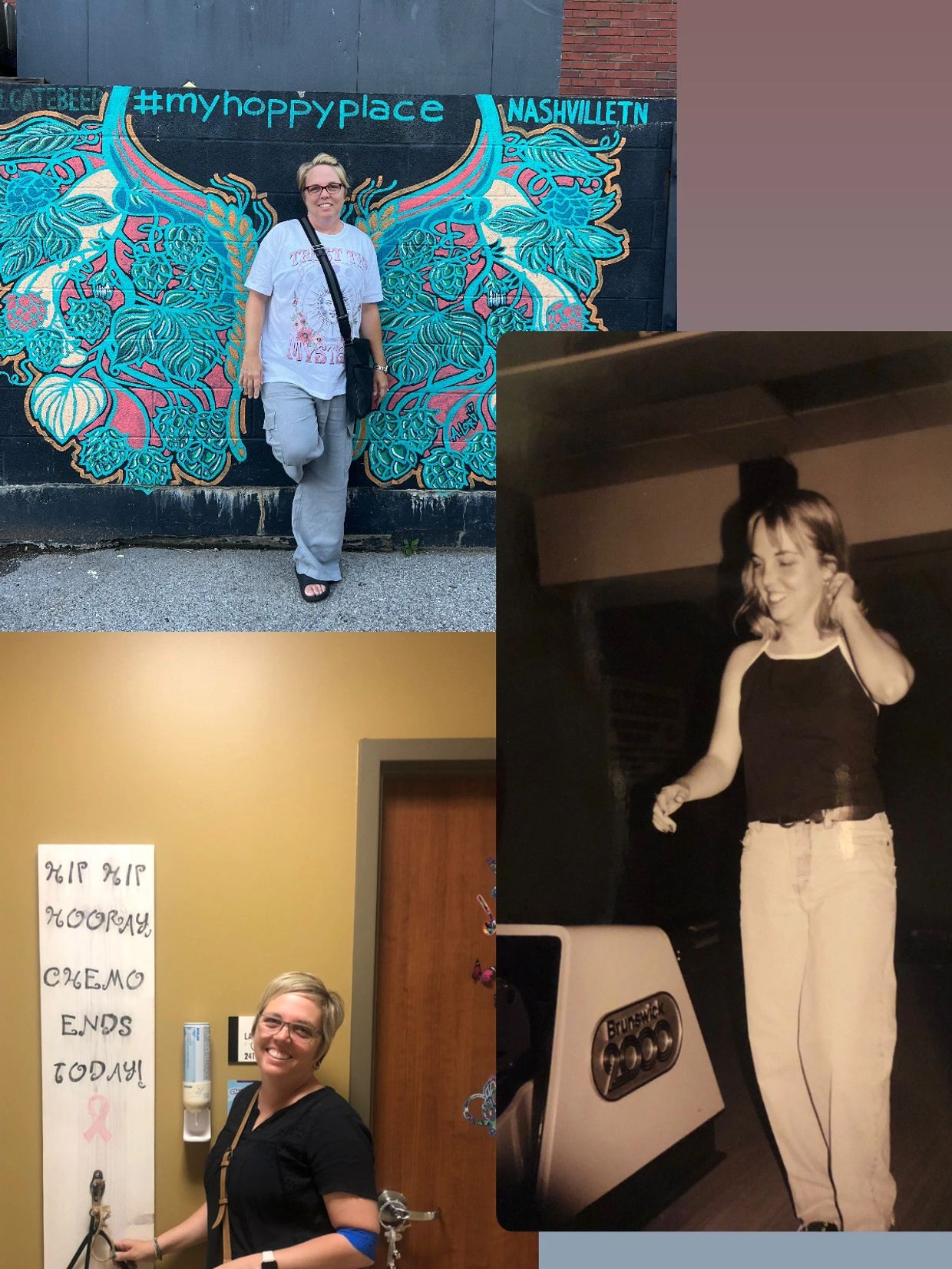Woman posing in various happy moments.