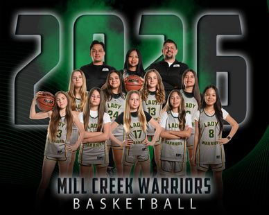 Mill Creek Warriors girls basketball team 2026 group photo.
