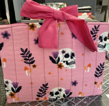 Pink Book / Tablet Sleeve with skulls - Available $20