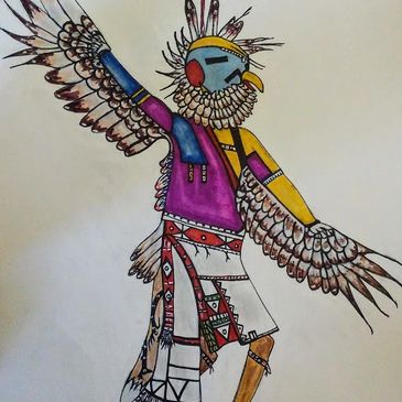 Eagle Kachina 
Kwahu Indian Tribe
14" x 17
2016