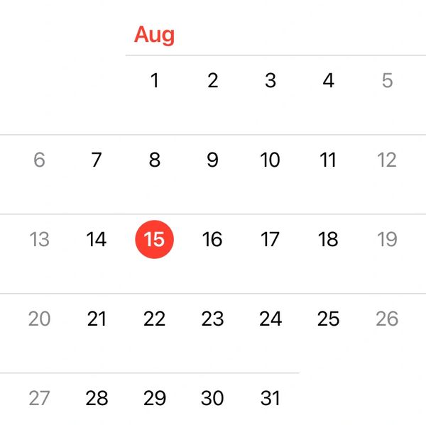 August Iphone Calendar