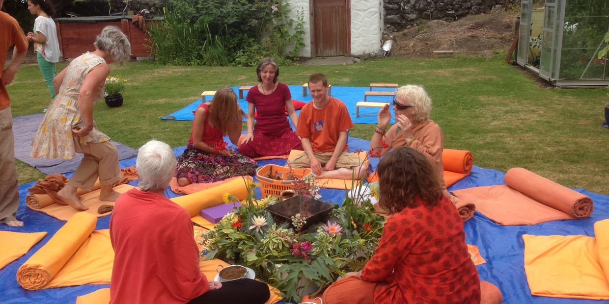 Yoga chanting in the garden