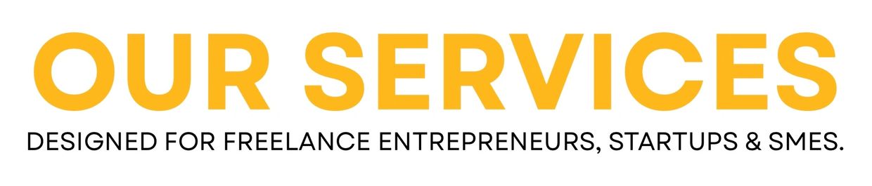 Banner highlighting services for freelancers, entrepreneurs, startups, and SMEs.