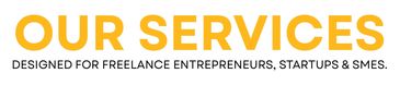 Banner highlighting services for freelancers, entrepreneurs, startups, and SMEs.