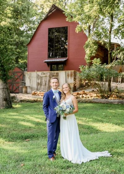 Young married couple standing in