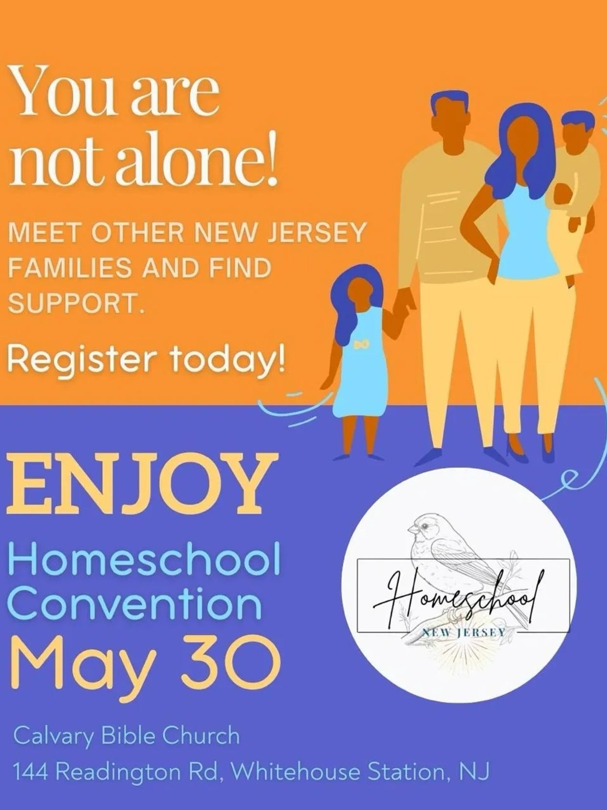 Join New Jersey families for support at the Homeschool Convention on May 30.