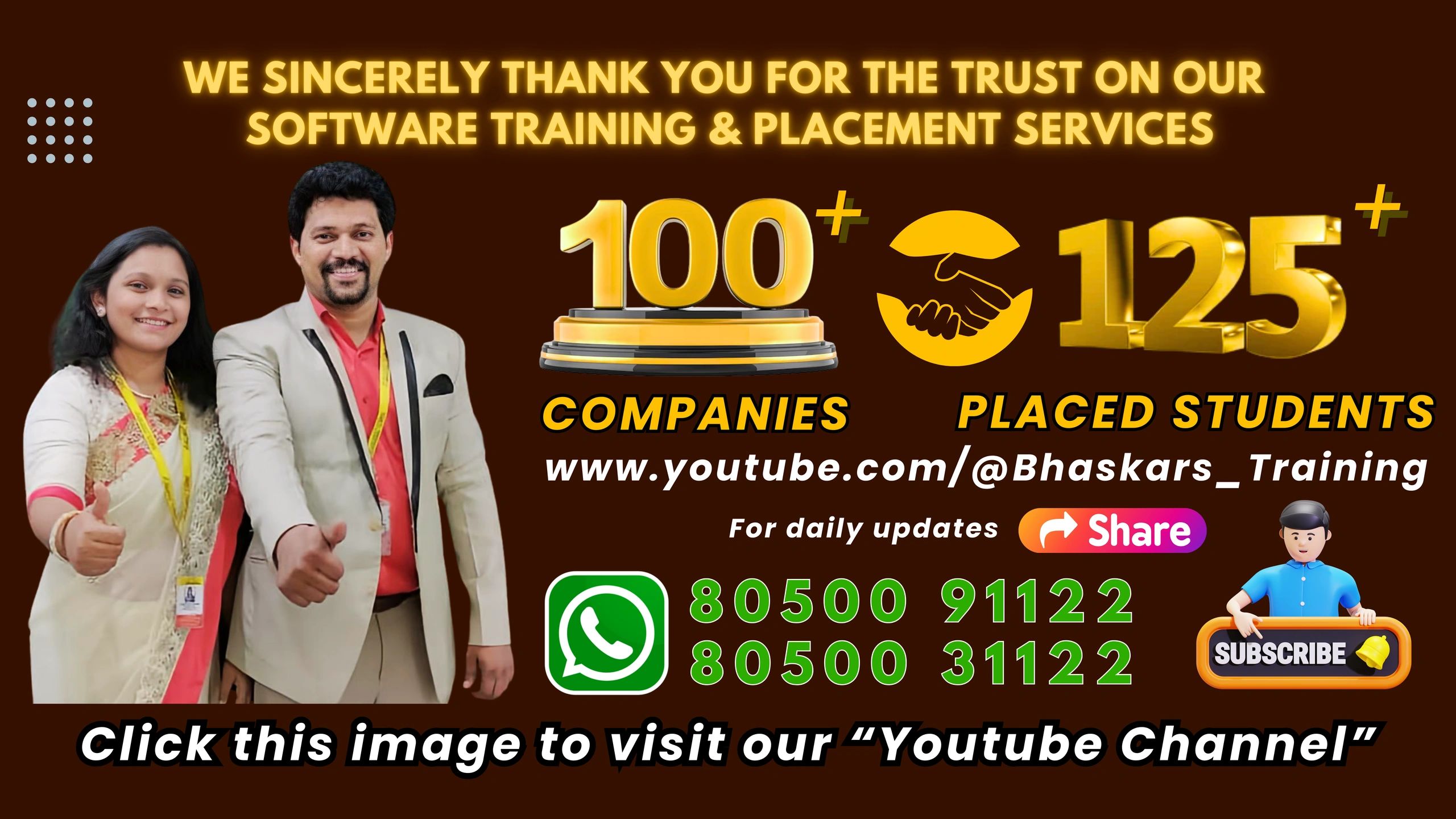 Our Channel gives you a complete overview of our Training & Guaranteed Placement process