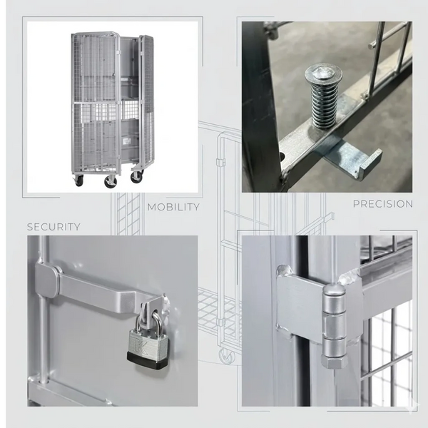 Mobile security cart and roll cage features