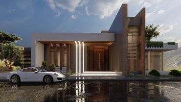 modern villa entrance