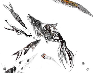 Marilyn Hill, Multi-disciplinary Artist, IPad Drawing, Beast, Creatures, Life, Micro-organisms