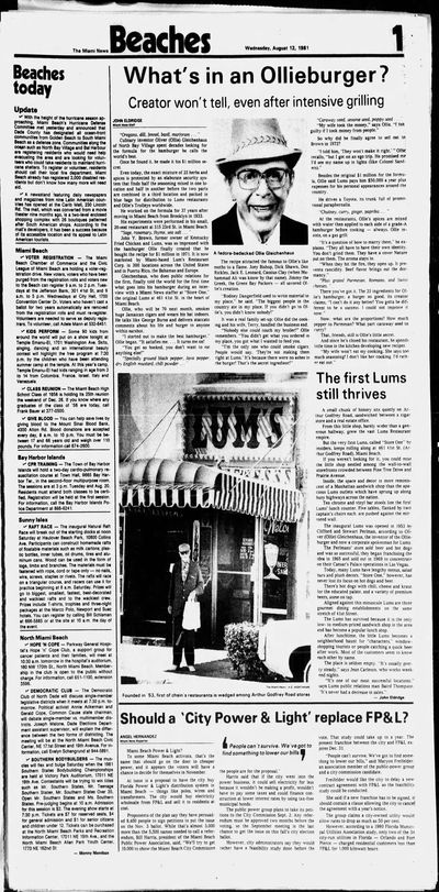 Ollie Burger news paper article