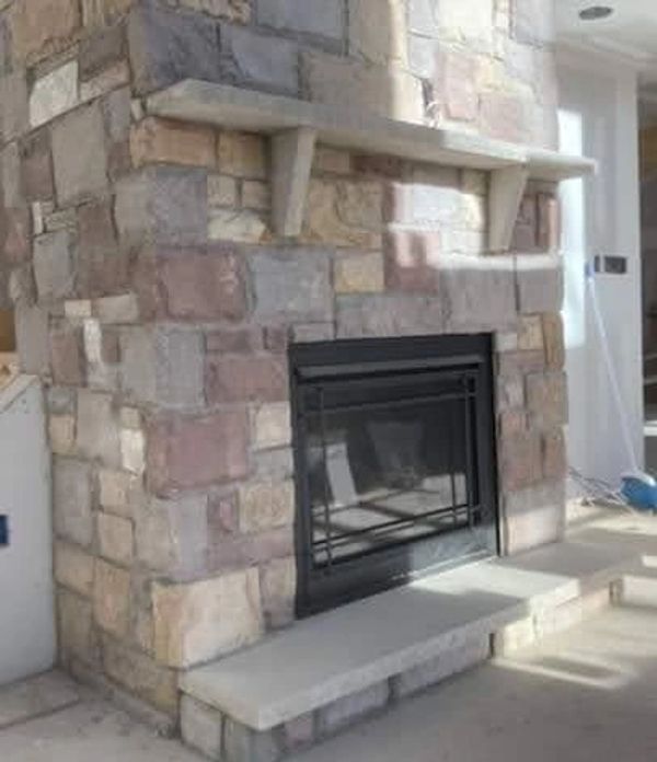 Huge indoor fireplace ashler venner natural stone