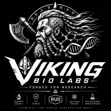 Viking Bio Labs logo with Viking warrior and DNA strand.