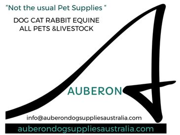 Logo Auberon Dog Supplies  includes email website addresses and business slogan 