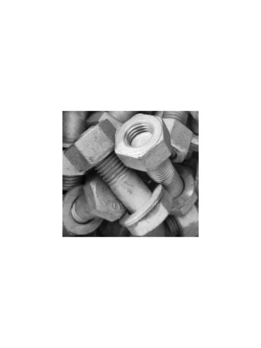 Close-up of hex bolts and nuts.