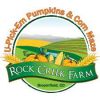 Logo of Rock Creek Farm with pumpkins and farmland.