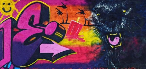 Black panther, Popsicle, beach, graffiti art