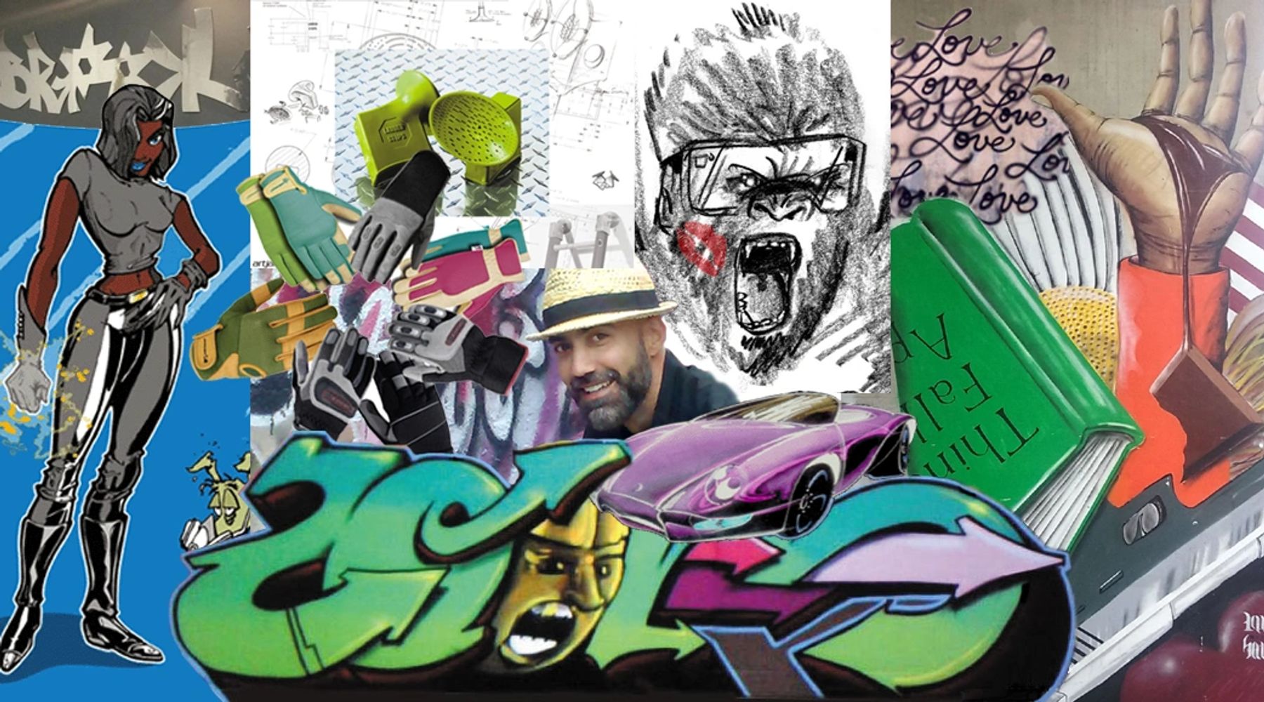 graffiti art, comic book illustrator, cartoon, mural, industrial design, calligraphy, car styling 