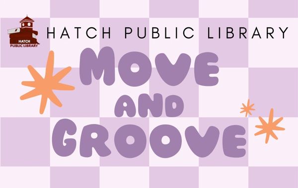 Purple plaid background stating "Move and Groove"