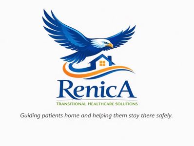 Logo of RenicA with an eagle and a house, representing transitional healthcare solutions.