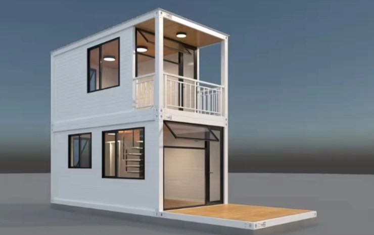 White Modern 2 Storey Container Home 1 Bedroom 1 Bathroom With Balcony