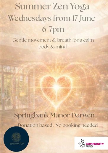 Summer Zen Yoga sessions on Wednesdays starting 17 June, 6-7pm at Springbank Manor Darwen.
