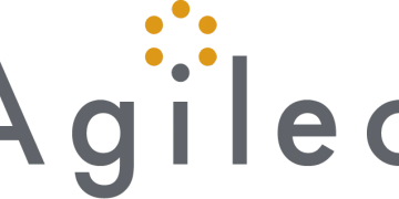 Logo of Agilec with modern font and orange dots.