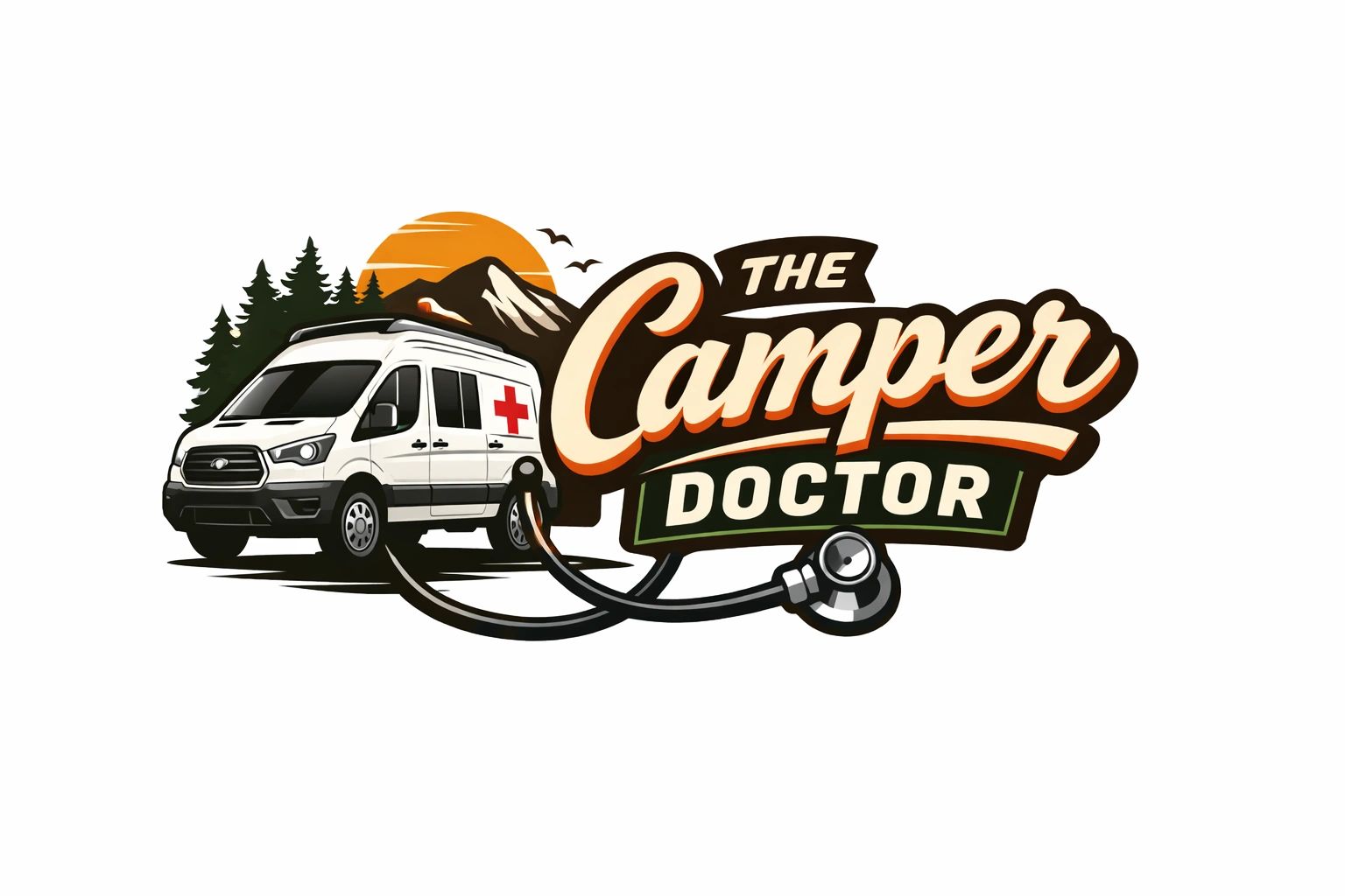 Campervan with tree's in the backround.