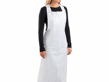 A lightweight, waterproof disposable apron designed to protect clothing from spills, splashes.