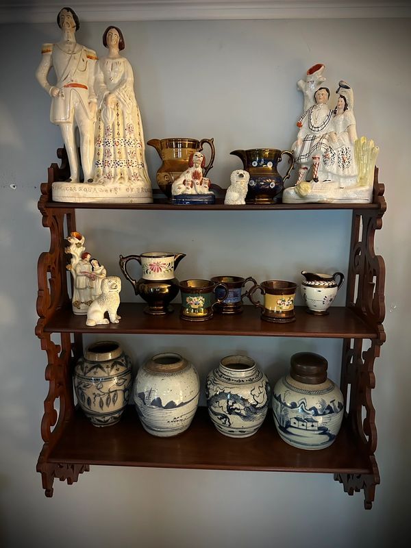 Example of 19thC Authentic Staffordshire pieces. All guaranteed authentic.  Also shown are 18thC Ori