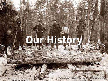 Vintage photo of lumberjacks with large log.