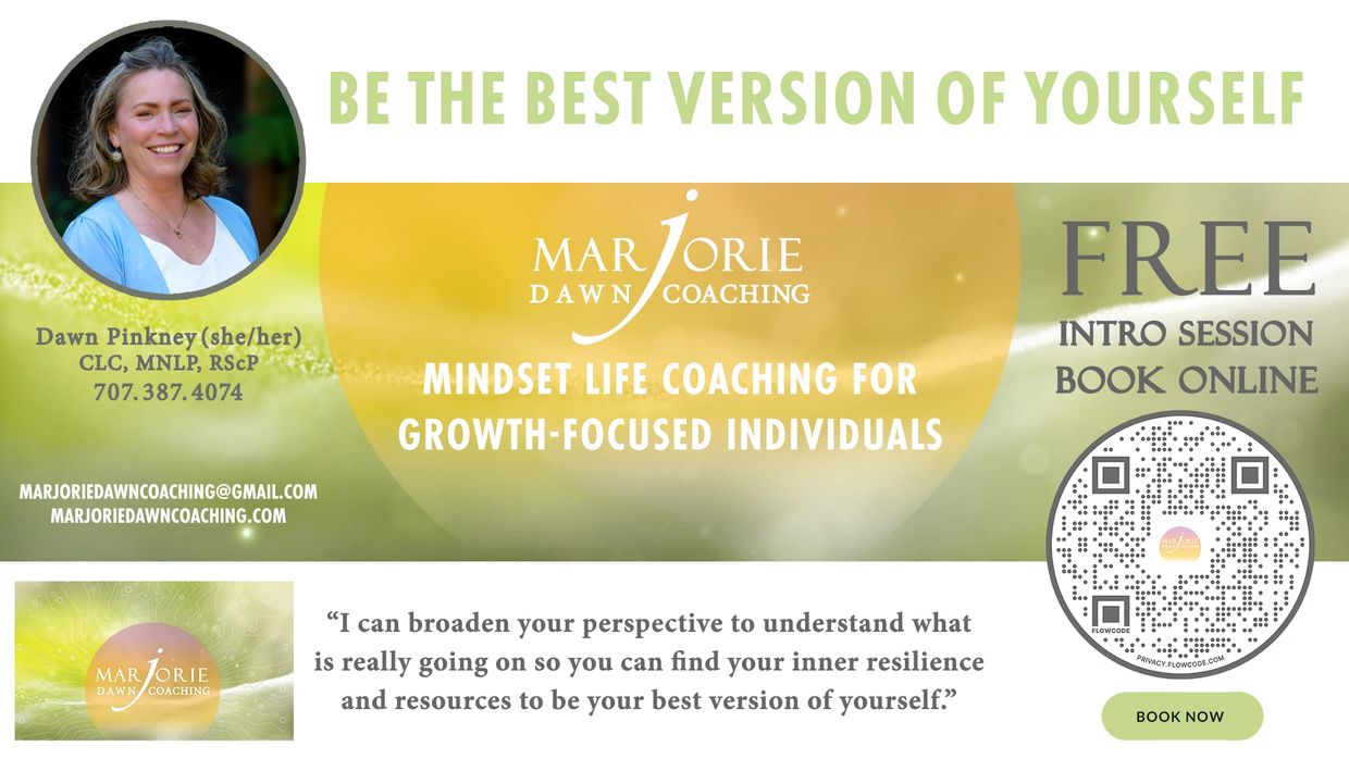Advertisement for free mindset life coaching with Dawn Pinkney, focusing on personal growth.