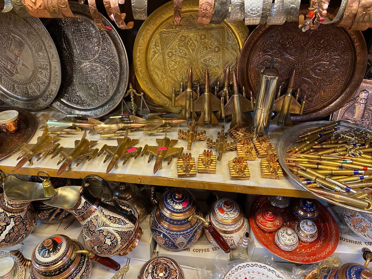 Lots of souvenir trinkets created from ammunition and artillery shells