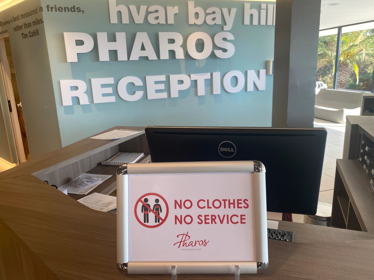 Checking in the hotel on the island of Hvar, Croatia