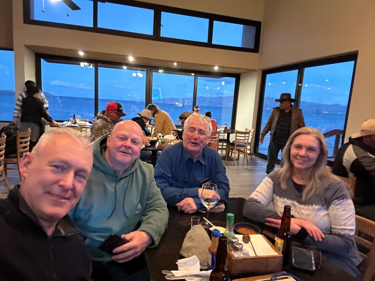 At the bar in Alfonsinas watching the Superbowl with our new friends Al and Kirk from British Columbia who were riding down to Cabo to meet their wives. At the bar in Alfonsinas watching the Superbowl with our new friends Al and Kirk from British Columbia who were riding down to Cabo to meet their wives.